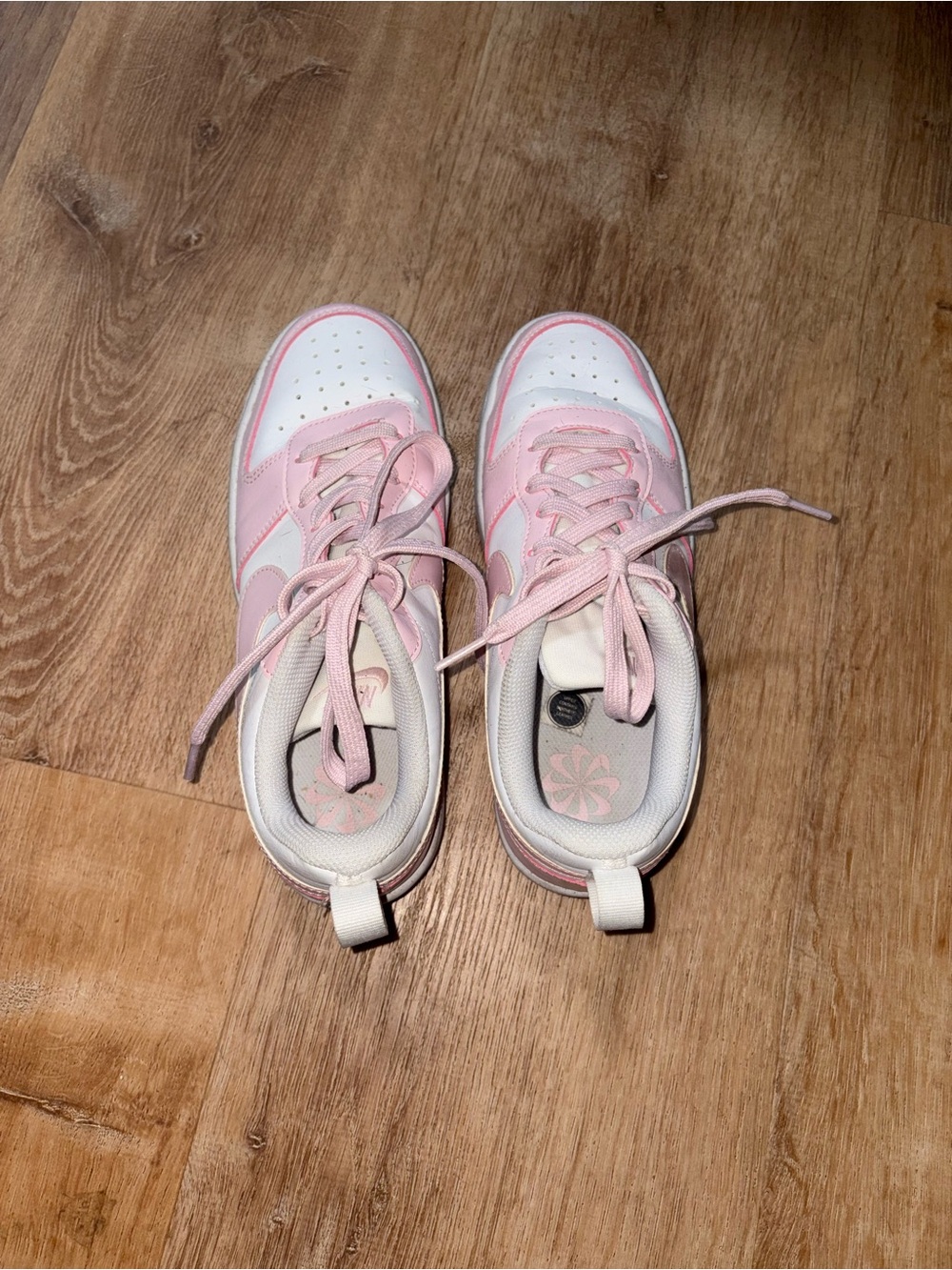 Nike Court Borough Low 2 White Pink Sneakers Size 6Y